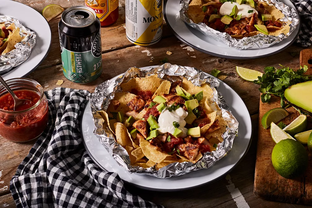 Grilled Foil Pack Chicken Nachos